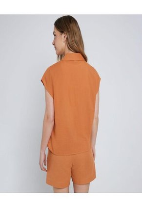 Camisa Para Mujer Manga Sisa Color Terracota Marca Ostu #40010213