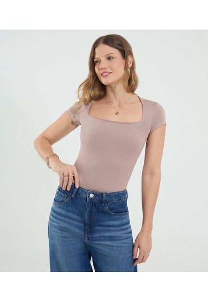 Body Para Mujer Manga Corta Color Café Marca Ostu #40200191
