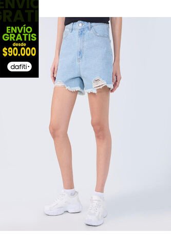 Short Para Mujer  Color Azul Medio Marca Ostu #40190306 Ostu