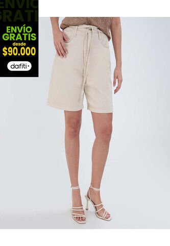 Bermuda Para Mujer Wide-Leg Color Crudo Marca Ostu #40100091 Ostu