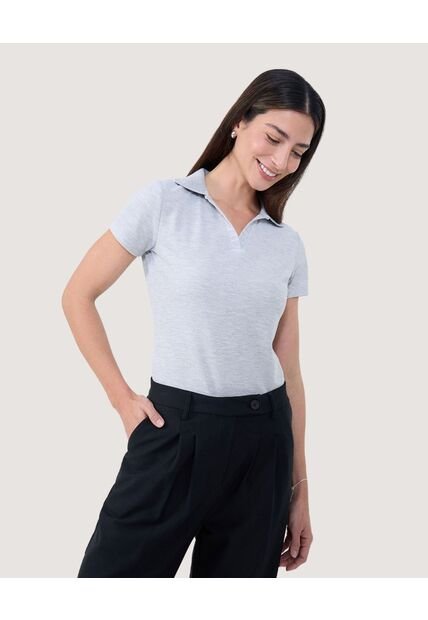 Polo Para Mujer Manga Corta Color Gris Claro Marca Ostu #40110171