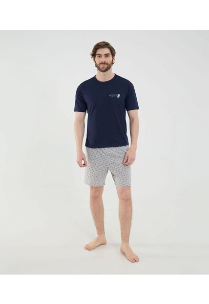 Pijama Para Hombre M/C P/C Color Azul Marca Ostu #60040203