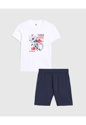 Pijama Infantil Niño M/C P/C Color Blanco Marca Ostu #80040104 Ostu