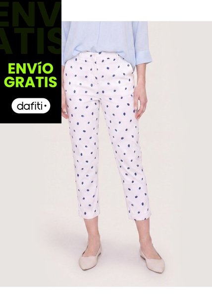 Pantalón Basico Capri  Para Mujer Azul Ostu