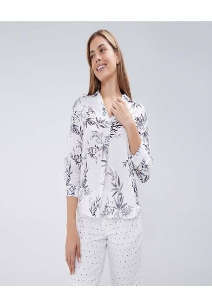 Camisa Para Mujer Manga Larga Color Blanco Marca Ostu #40010221