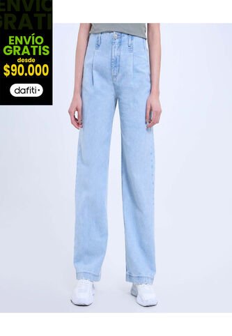 Jean Para Mujer Wide-Leg Minimal Color Azul Claro Marca Ostu #40160478 Ostu