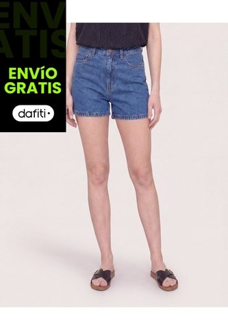 Short Mom Denim Ajuste Relax  Para Mujer Azul Ostu Ostu