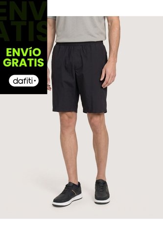 Bermuda Básica Con Bolsillos  Para Hombre Negro Ostu Ostu
