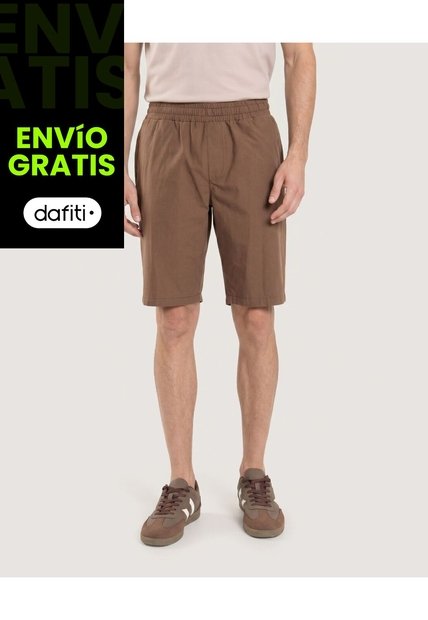 Bermuda Básica Con Bolsillos  Para Hombre Café Ostu