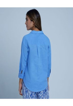 Camisa Para Mujer Manga 3/4 Color Azul  Marca Ostu #40010176