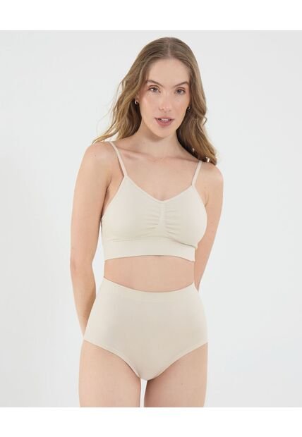 Top Para Mujer Seamless Sin Copas Color Beige Marca Ostu #40220401