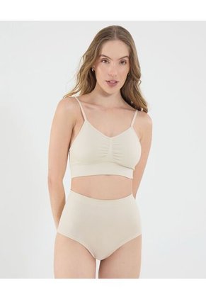 Top Para Mujer Seamless Sin Copas Color Beige Marca Ostu #40220401