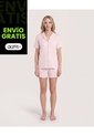 Pijama Resort Con Short Unicolor  Para Mujer Rosado Ostu de Ostu
