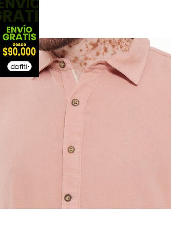 Camisa Para Hombre Manga Larga Sin Bolsillo Color Rosado  Marca Ostu #60010532 Ostu
