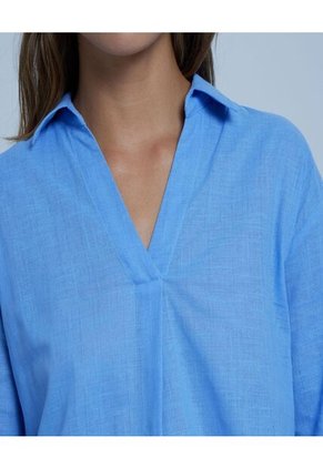 Camisa Para Mujer Manga 3/4 Color Azul  Marca Ostu #40010176