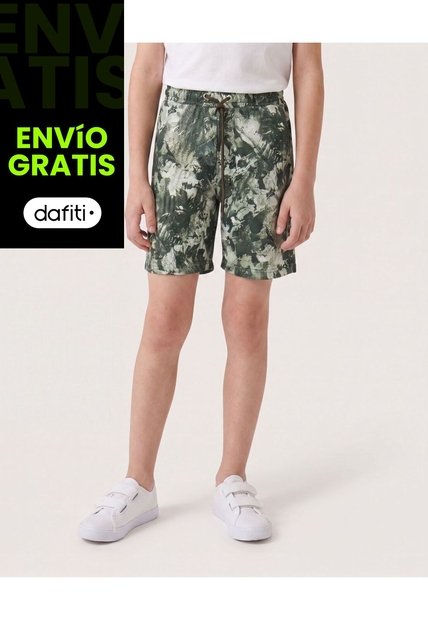 Bermuda Bañadora Camuflado Tropical Para Niño  Infantil Niño Verde Ostu