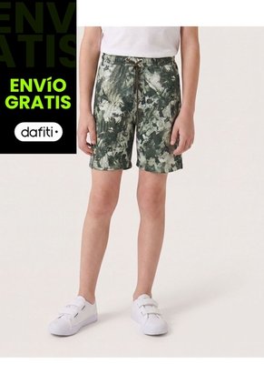 Bermuda Bañadora Camuflado Tropical Para Niño Infantil Niño Verde Ostu