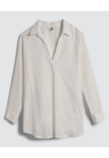 Camisa Para Mujer Manga Larga Color Crema Marca Ostu #40010217