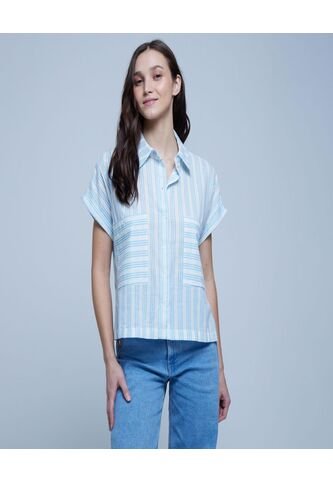 Camisa Para Mujer Manga Corta Color Azul  Marca Ostu #40010194 Ostu