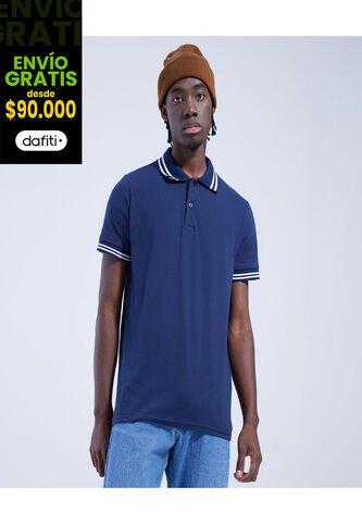 Polo Para Hombre Cuello Tejido Sin Bolsillo Color Azul  Marca Ostu #60110533 Ostu