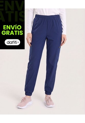 Pantalón Cargo Con Bota Resortada  Para Mujer Azul Ostu Ostu