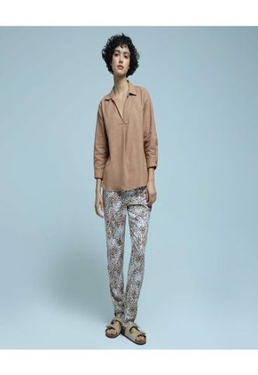 Camisa Para Mujer Manga 3/4 Color Café  Marca Ostu #40010175