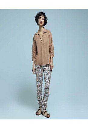 Camisa Para Mujer Manga 3/4 Color Café  Marca Ostu #40010175