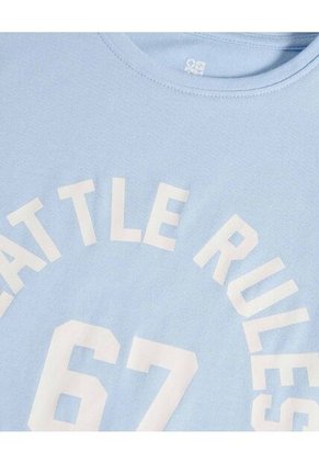 Camiseta Infantil Niña Manga Corta Cuello Redondo Color Celeste Marca Ostu #90090274