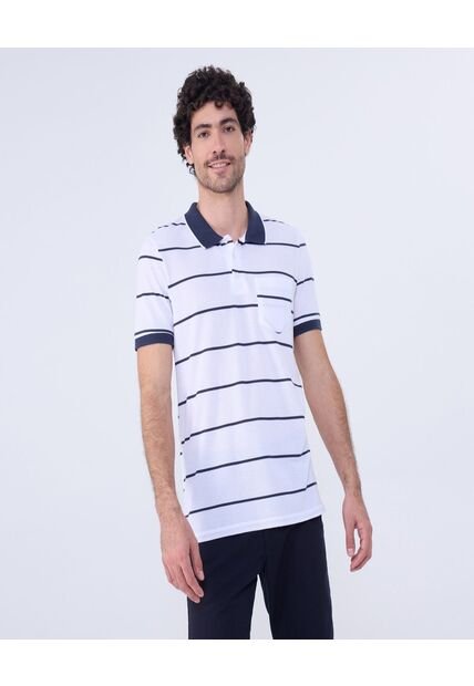 Polo Para Hombre Cuello Tejido Con Bolsillo Color Blanco Marca Ostu #60110747