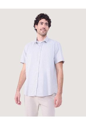 Camisa Para Hombre Manga Corta Con Bolsillo Cuello Casual M Color Gris Marca Ostu #60010798
