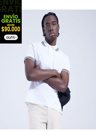 Polo Para Hombre Cuello Tejido Sin Bolsillo Color Blanco Marca Ostu #60110533 Ostu