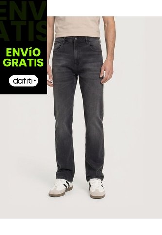 Jean Regular Stretch  Para Hombre Negro Ostu Ostu