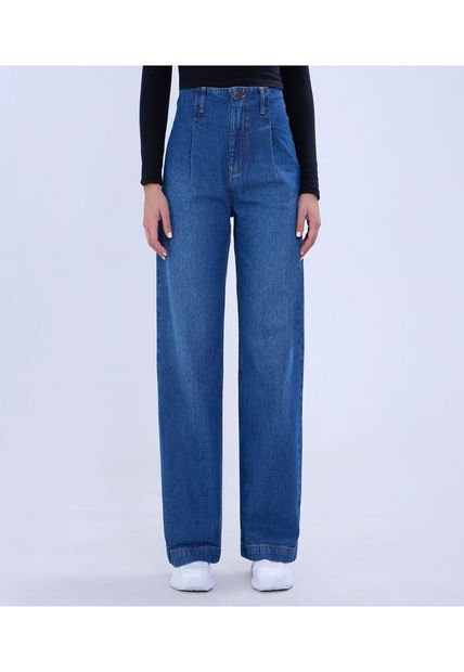 Jean Para Mujer Wide-Leg Minimal Color Azul Medio Marca Ostu #40160477