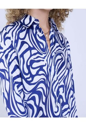 Camisa Para Mujer Manga Larga Color Azul Rey Marca Ostu #40010261