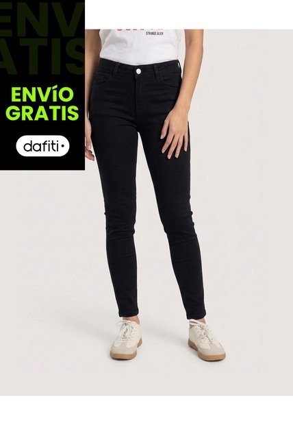 Jean Push Up Dark Fit  Para Mujer Negro Ostu