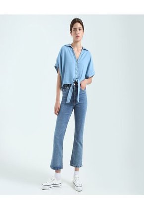 Camisa Para Mujer Manga Corta Color Azul  Marca Ostu #40010145