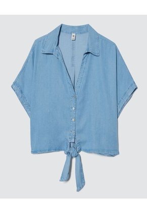 Camisa Para Mujer Manga Corta Color Azul  Marca Ostu #40010145