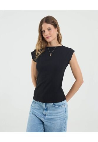 Camiseta Para Mujer Manga Sisa Cuello Redondo Color Negro Marca Ostu #40092529 Ostu