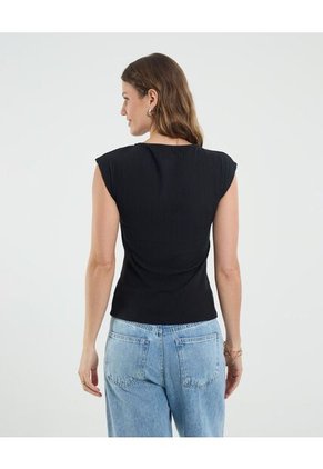 Camiseta Para Mujer Manga Sisa Cuello Redondo Color Negro Marca Ostu #40092529