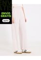 Pantalón Con Prenses  Para Mujer Beige Ostu de Ostu