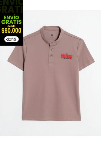 Polo  Infantil Niño Manga Corta Color Beige Marca Ostu #80110117 Ostu