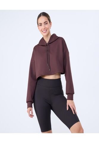 Crop Top Para Mujer Hoodie Color Café  Marca Ostu #40060414 Ostu