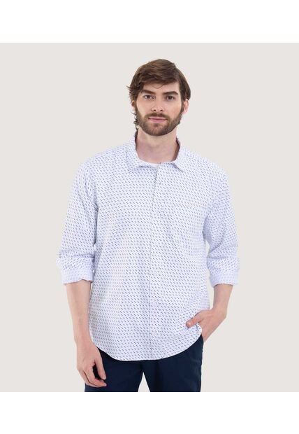 Camisa Para Hombre Manga Larga Con Bolsillo Cuello Casual M Color Blanco Marca Ostu #60010858