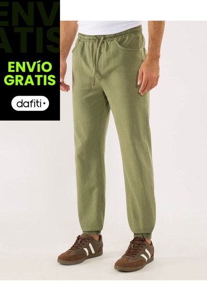 Jean Tipo Jogger  Para Hombre Verde Ostu