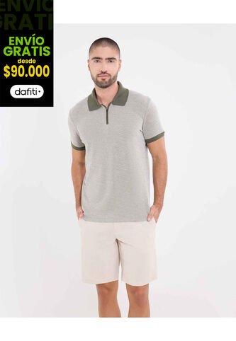 Polo  Para Hombre Cuello Tejido Sin Bolsillo Color Verde Marca Ostu #60110857 Ostu