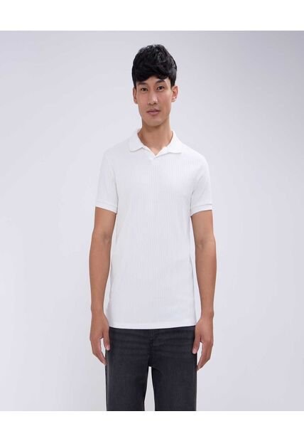 Polo Para Hombre Cuello Tejido Sin Bolsillo Color Crema Marca Ostu #60110725