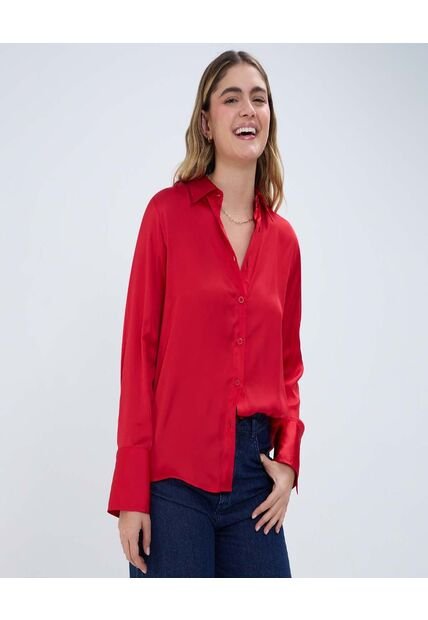 Camisa Para Mujer Manga Larga Color Rojo Marca Ostu #40010259