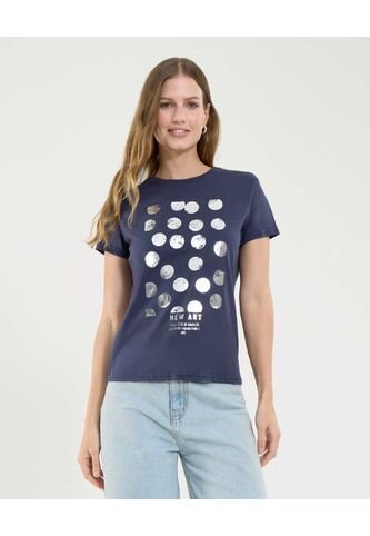 Camiseta Para Mujer Manga Corta Color Azul Oscuro Marca Ostu #40092250 Ostu