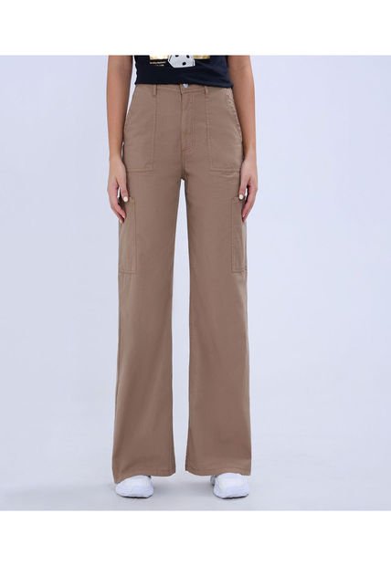 Jean Para Mujer Wide Leg Cargo Color Café Claro Marca Ostu #40160481