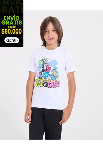 Camiseta  Infantil Niño Manga Corta Cuello Redondo Color Blanco Marca Ostu #80090325 Ostu